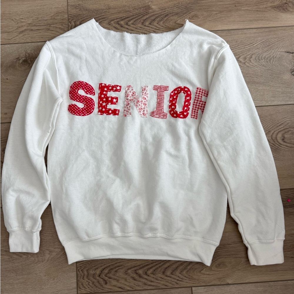 White Senior Crew Neck Sweater